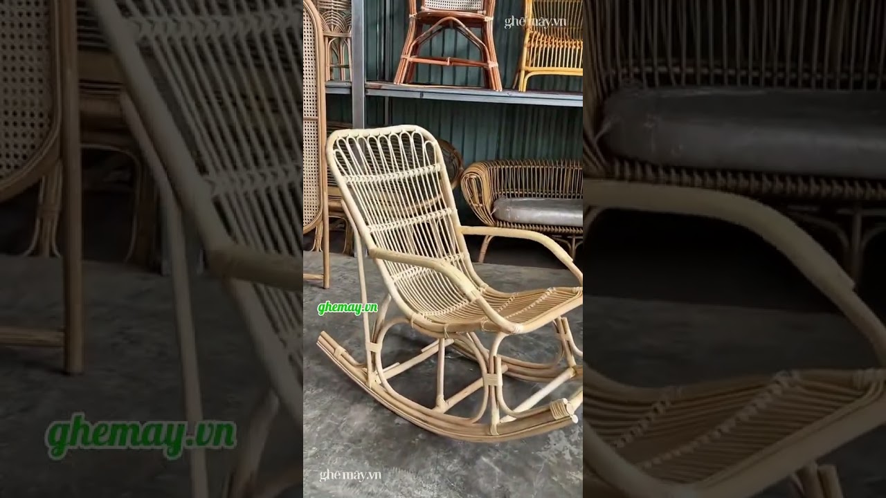Ghế mây bập bênh tay đan