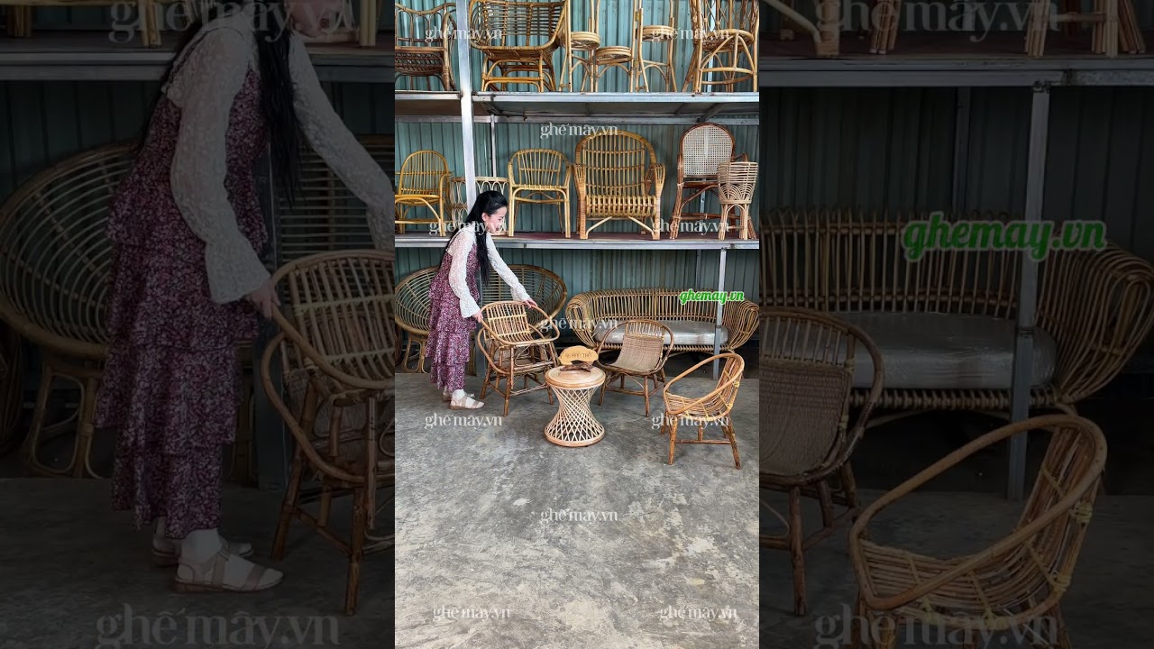 Combo 4 ghế sò mini kèm đôn tre