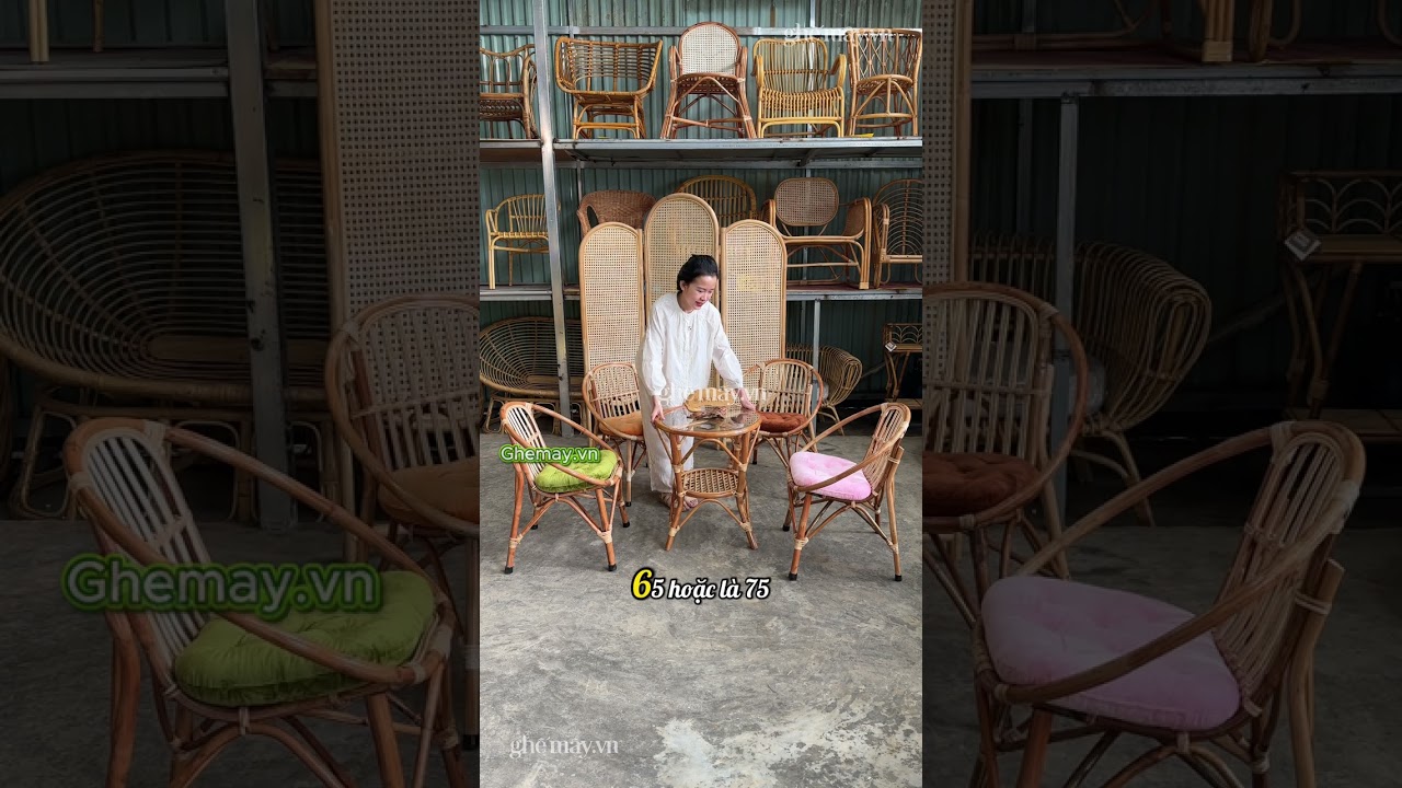 Bộ bàn ghế mây sò bầu