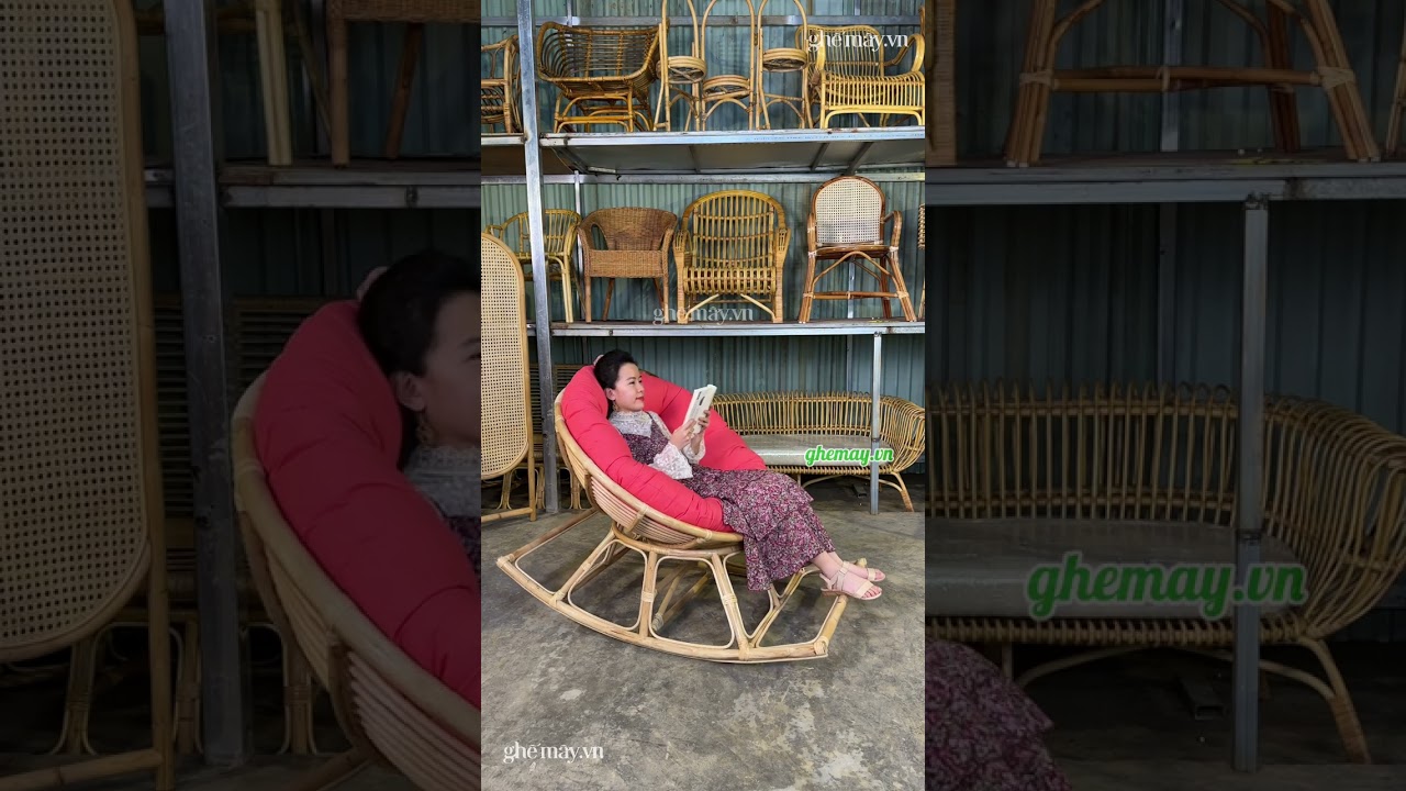 Một chiếc ghế mây lười tròn mà có thể bập bênh được là như thế nào