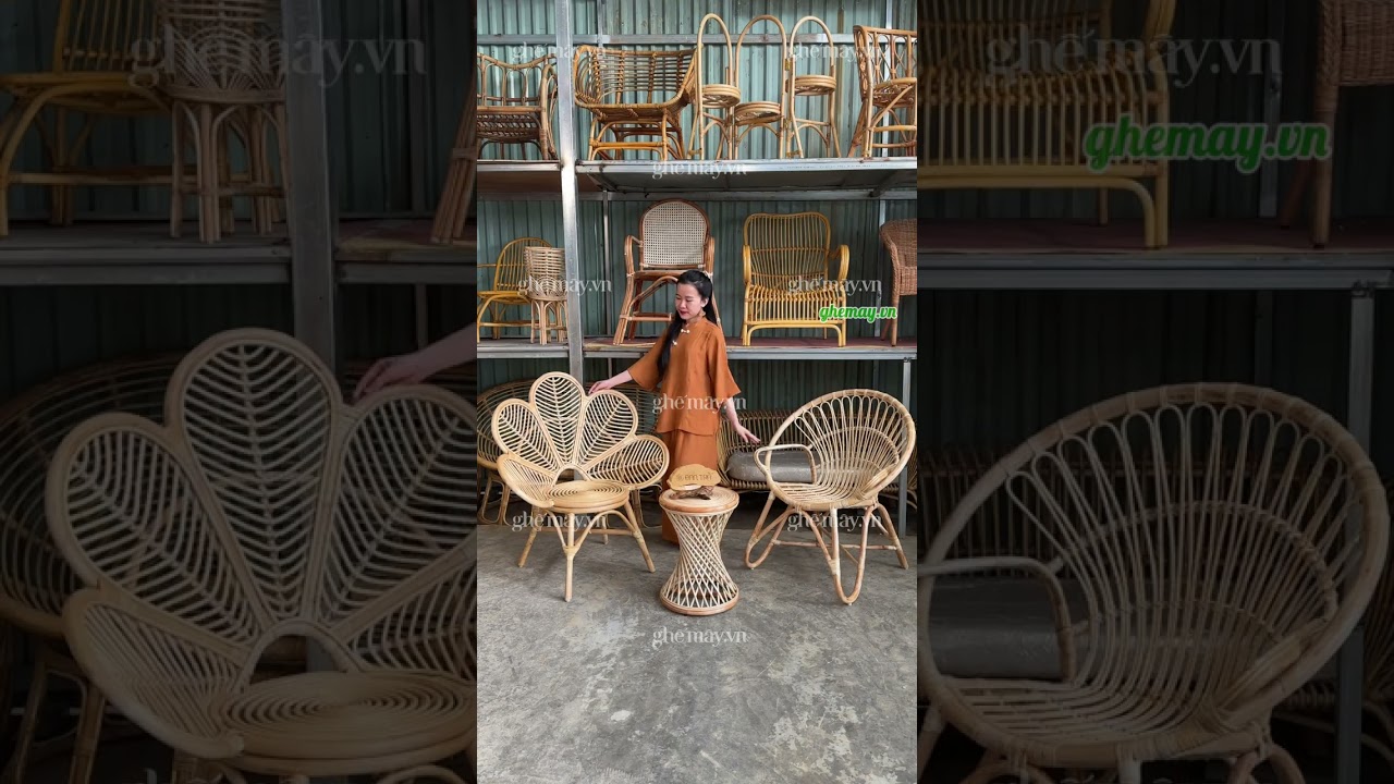 Combo ghế mây tai thỏ, ghế mây cánh hoa #ghemay #maytre #dantra #xuongghemay