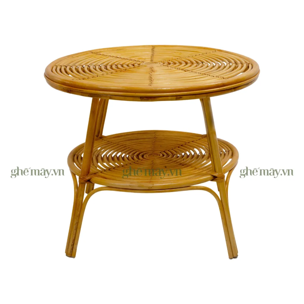 chính diện bàn mây 2 tầng 65cm