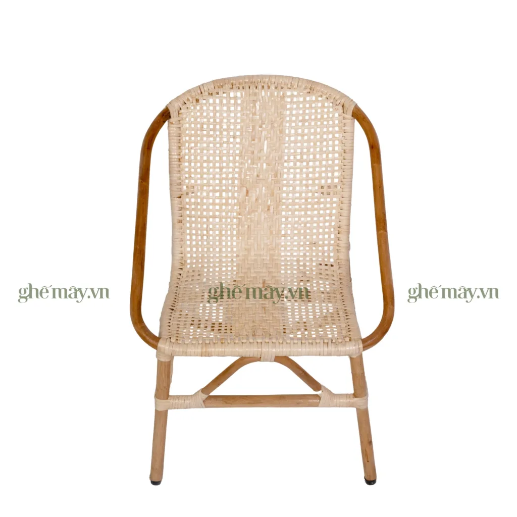chính diện ghế mây đan trắng