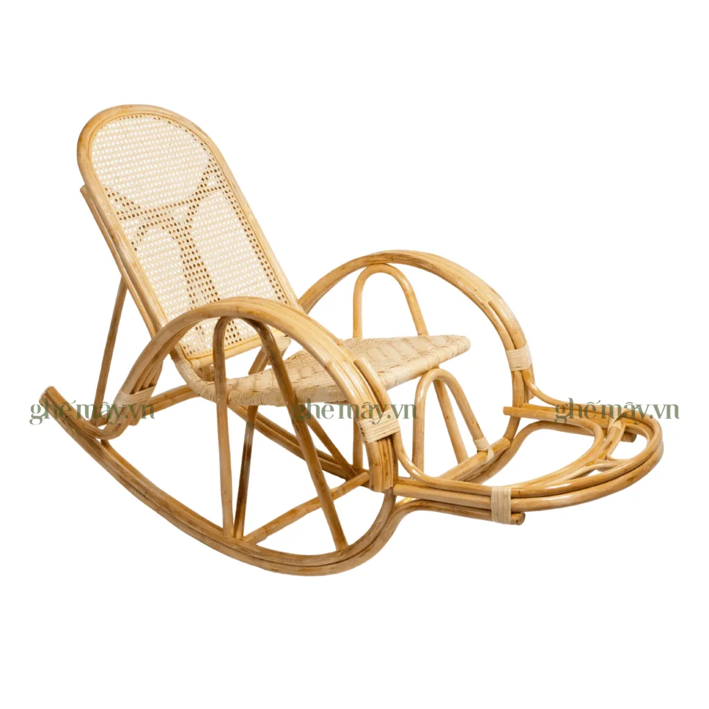 góc nghiêng ghế bập bênh lưới mây tự nhiên